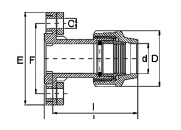 PP 90 x 100 (4") Flansch-Muffenstück mit Klemmverschraubung